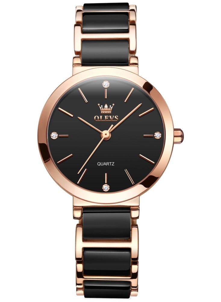 OLEVS Women's Watches Stainless Steel Ceramic Bracelet Elegant Fashion Waterproof Ladies Dress Watch Quartz Ladies Wristwatch - Image 1