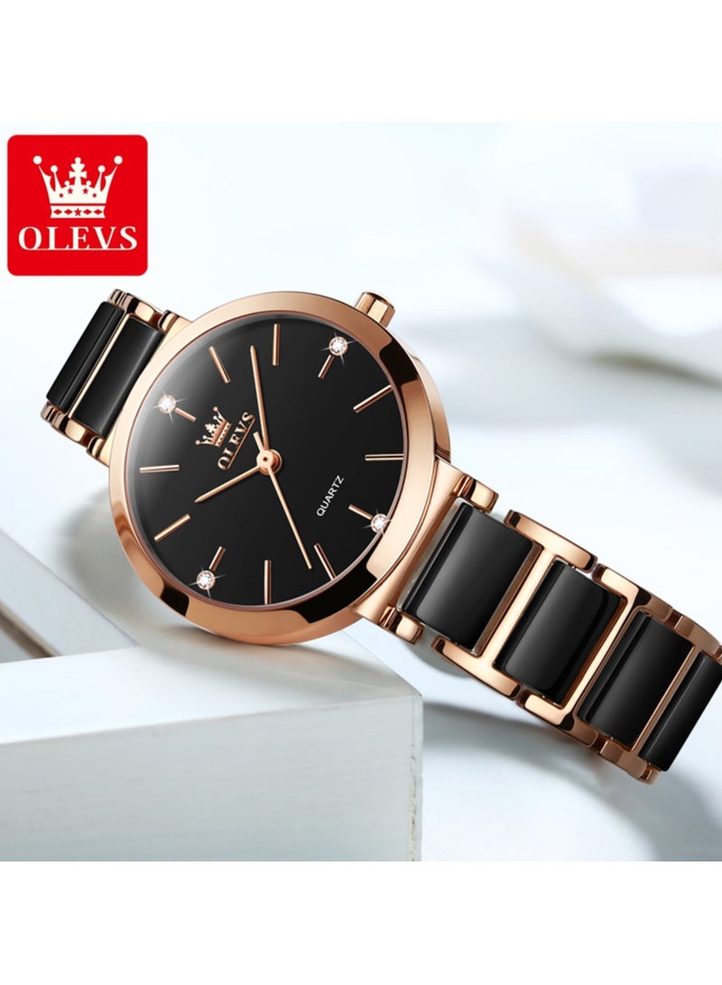 OLEVS Women's Watches Stainless Steel Ceramic Bracelet Elegant Fashion Waterproof Ladies Dress Watch Quartz Ladies Wristwatch - Image 3