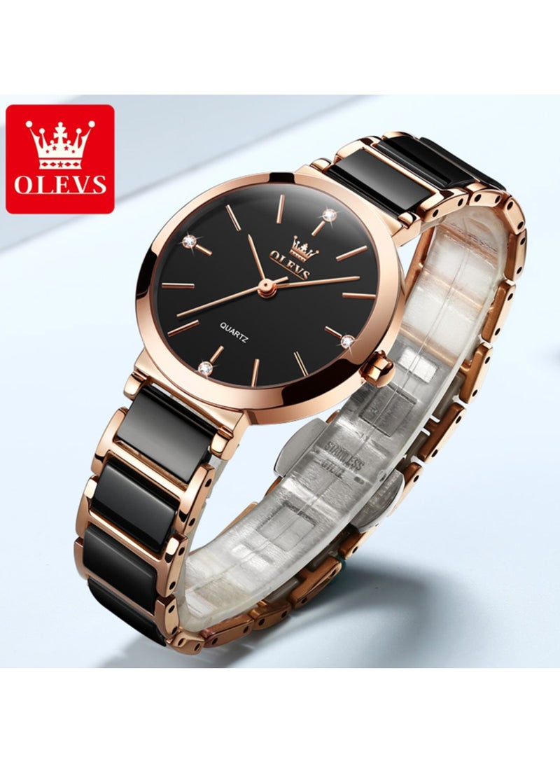 OLEVS Women's Watches Stainless Steel Ceramic Bracelet Elegant Fashion Waterproof Ladies Dress Watch Quartz Ladies Wristwatch - Image 2
