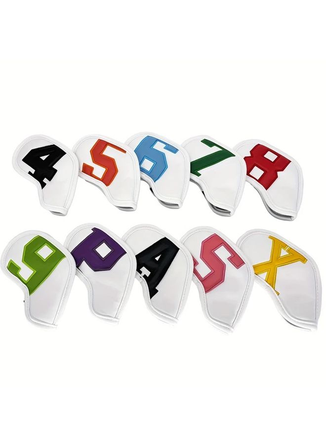 White Golf Club Iron Head Covers Durable Protector Dust Proof Set - Image 2