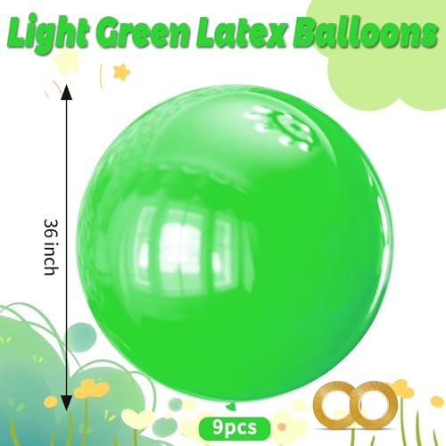 KAWKALSH Lime Green Balloons 9pcs 36 Inch Extra Large Big Jumbo Giant Neon Yellowish Light Green Latex Balloons for Graduation Halloween Summer Baby Showers Birthday Party Decorations - Image 5