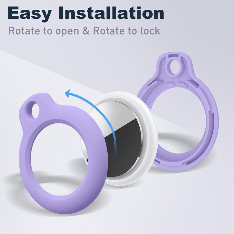 حافظة MOLOSLEEVE لحامل Airtag مع سلسلة مفاتيح، غطاء GPS مقاوم للصدمات ومضاد للخدش لـ Air Tags، إكسسوارات Airtags لحالات تتبع GPS للحقائب والأمتعة، أرجواني - Image 2