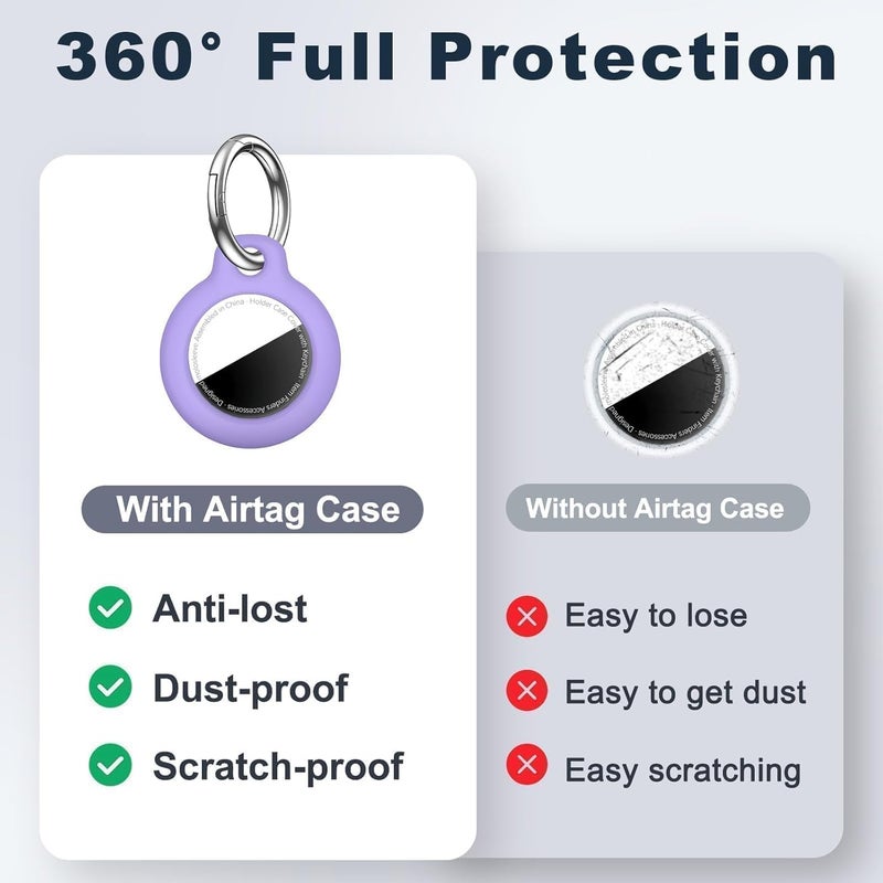حافظة MOLOSLEEVE لحامل Airtag مع سلسلة مفاتيح، غطاء GPS مقاوم للصدمات ومضاد للخدش لـ Air Tags، إكسسوارات Airtags لحالات تتبع GPS للحقائب والأمتعة، أرجواني - Image 4
