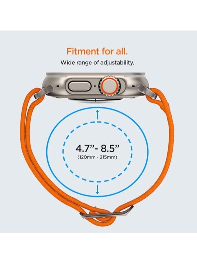 TIGER Lite Fit Ultra Nylon Solo Loop Band for Apple Watch – Compatible with Apple Watch Ultra 2 (49mm), Series 9/8/7 (45mm), Series SE2/6/SE/5/4 (44mm), and Series 3/2/1 (42mm) – Comfortable, Stretchable, Adjustable Strap for All-Day Wear  Orange - Image 2