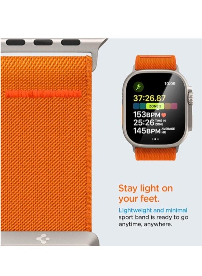 TIGER Lite Fit Ultra Nylon Solo Loop Band for Apple Watch – Compatible with Apple Watch Ultra 2 (49mm), Series 9/8/7 (45mm), Series SE2/6/SE/5/4 (44mm), and Series 3/2/1 (42mm) – Comfortable, Stretchable, Adjustable Strap for All-Day Wear  Orange - Image 4