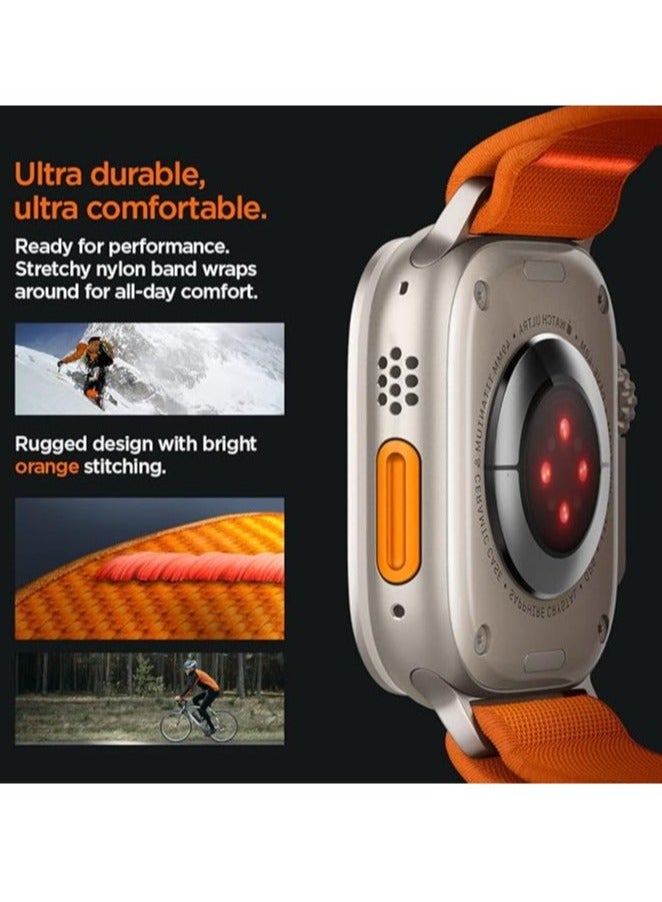 TIGER Lite Fit Ultra Nylon Solo Loop Band for Apple Watch – Compatible with Apple Watch Ultra 2 (49mm), Series 9/8/7 (45mm), Series SE2/6/SE/5/4 (44mm), and Series 3/2/1 (42mm) – Comfortable, Stretchable, Adjustable Strap for All-Day Wear  Orange - Image 5