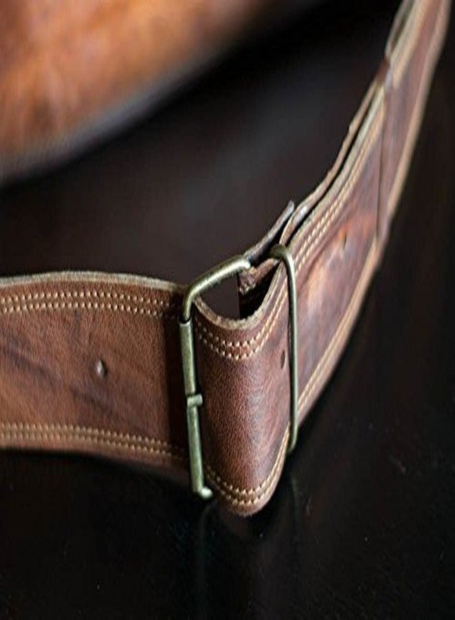 RSN Unisex 15 inch Leather Crossbody Messenger Shoulder Bag (Brown) - Image 5