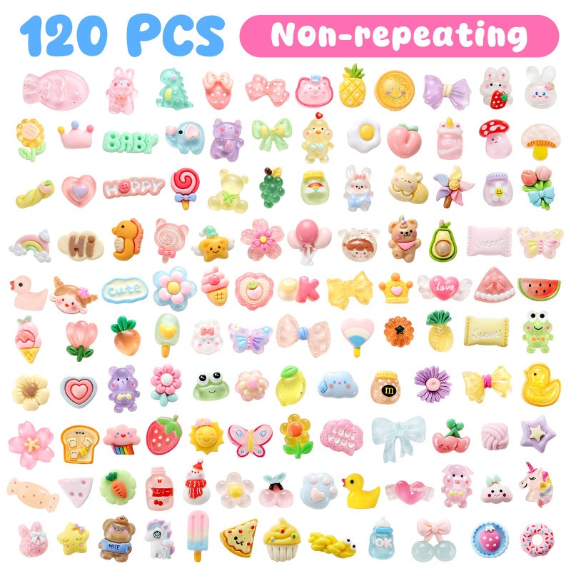 Zefy 120pcs Cute Slime Charms, No Repeating Jelly Resin Charms Flatback Charm Set, Kawaii Charm Bulk for Junk Case Nail Scrapbooking Crafts Making - Image 2