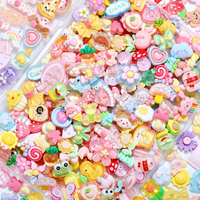 Zefy 120pcs Cute Slime Charms, No Repeating Jelly Resin Charms Flatback Charm Set, Kawaii Charm Bulk for Junk Case Nail Scrapbooking Crafts Making - Image 1