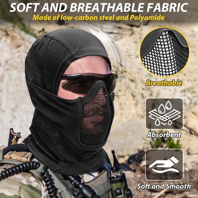 Aoutacc Balaclava Airsoft Mesh Mask,Style Full Face Protection Hood for Cs War Game, BB Gun,Hunting,Paintball - Image 2