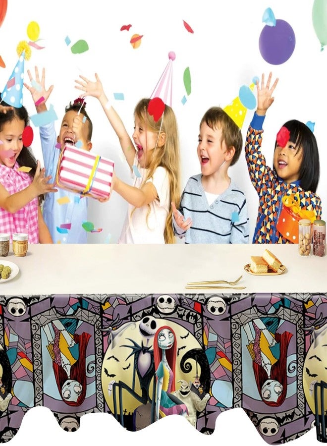 Omto 2Pcs Nightmare Before Christmas Tablecloth Disposable Tablecover Birthday Party Supplies and Decorations for Kid Boy Baby Shower Rectangle Tables 70"X42",2 Pack - Image 4