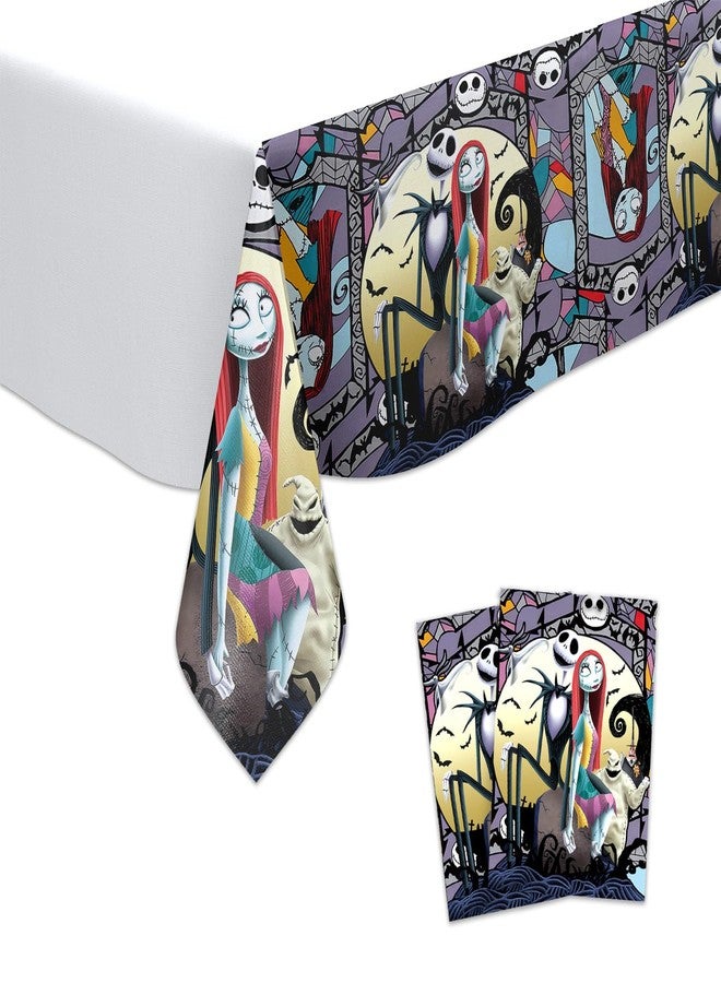 Omto 2Pcs Nightmare Before Christmas Tablecloth Disposable Tablecover Birthday Party Supplies and Decorations for Kid Boy Baby Shower Rectangle Tables 70"X42",2 Pack - Image 1
