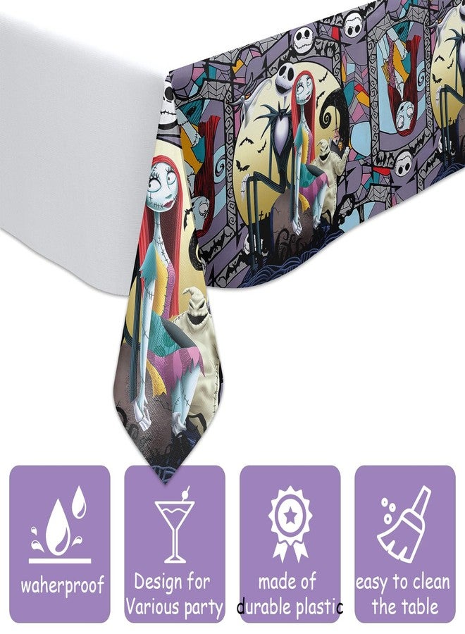 Omto 2Pcs Nightmare Before Christmas Tablecloth Disposable Tablecover Birthday Party Supplies and Decorations for Kid Boy Baby Shower Rectangle Tables 70"X42",2 Pack - Image 2