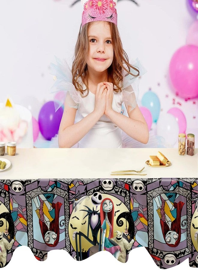 Omto 2Pcs Nightmare Before Christmas Tablecloth Disposable Tablecover Birthday Party Supplies and Decorations for Kid Boy Baby Shower Rectangle Tables 70"X42",2 Pack - Image 3