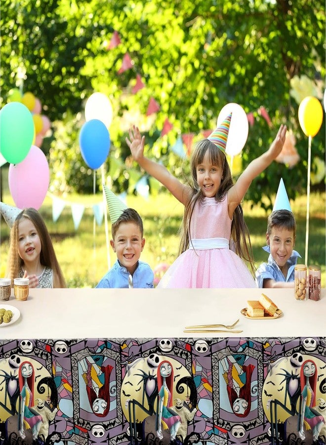 Omto 2Pcs Nightmare Before Christmas Tablecloth Disposable Tablecover Birthday Party Supplies and Decorations for Kid Boy Baby Shower Rectangle Tables 70"X42",2 Pack - Image 5