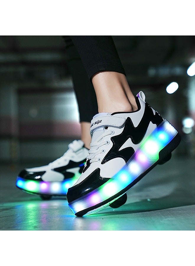 Loquat LED Flash Light Sneaker Skate Shoes with Wheels USB Charging Roller Skates Shoes for Kids - Image 3