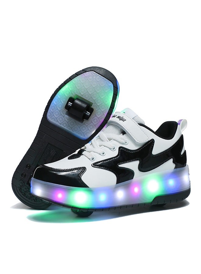 Loquat LED Flash Light Sneaker Skate Shoes with Wheels USB Charging Roller Skates Shoes for Kids - Image 1