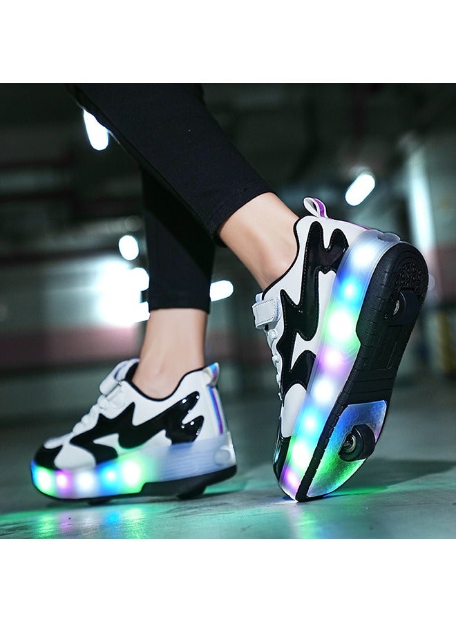Loquat LED Flash Light Sneaker Skate Shoes with Wheels USB Charging Roller Skates Shoes for Kids - Image 5