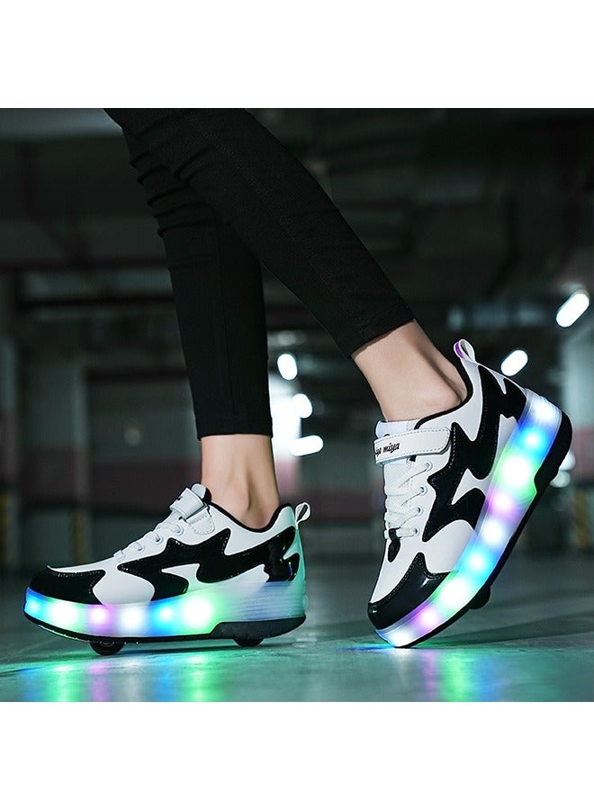 Loquat LED Flash Light Sneaker Skate Shoes with Wheels USB Charging Roller Skates Shoes for Kids - Image 4