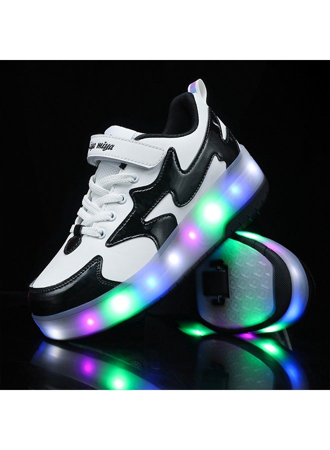 Loquat LED Flash Light Sneaker Skate Shoes with Wheels USB Charging Roller Skates Shoes for Kids - Image 2
