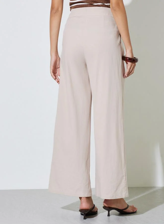 Take Two  Beige Wide-Leg Trousers for Women | Best Price UAE