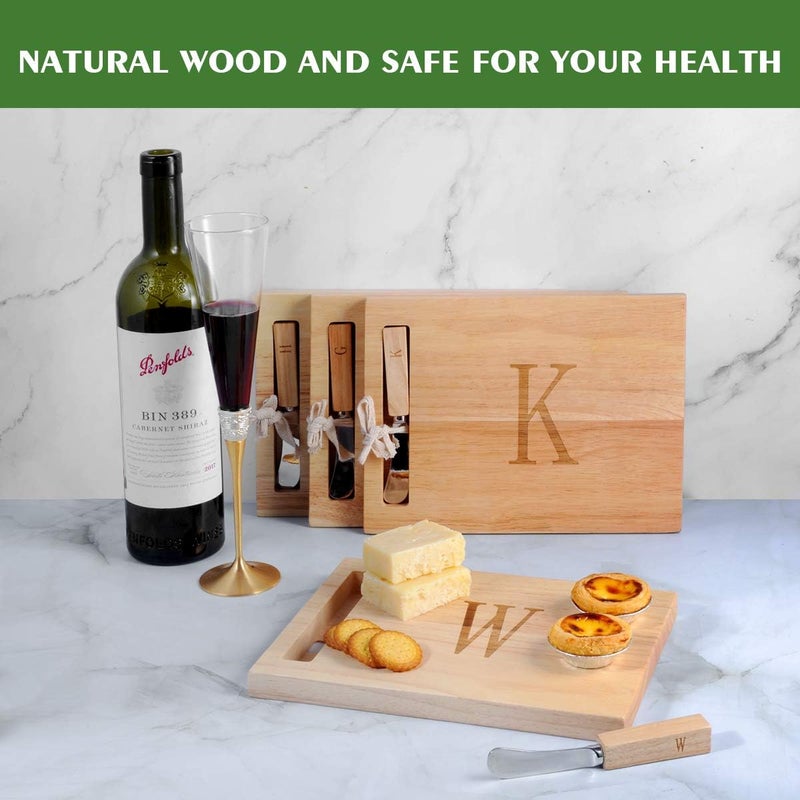 Miicol Wood Charcuterie Board, Monogram Cheese Board 10 Inch, Personalized Initial Cutting Board with Spreader, Unique Housewarming Gift, Ideal for Kitchen, Home, Letter W - Image 5