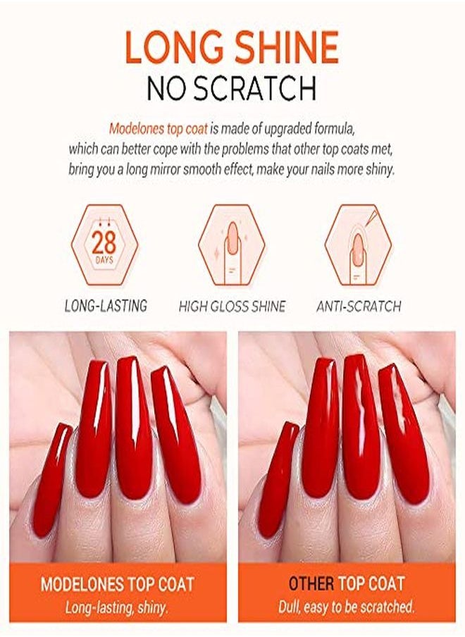 modelones - Gel Nail Polish Top Coat 15Ml No Wipe Top Coat High Gloss Shiny Long Lasting Top Gel For Clear Nail Gel And Acrylic Nails For Home Diy And Nail Salon - Image 1