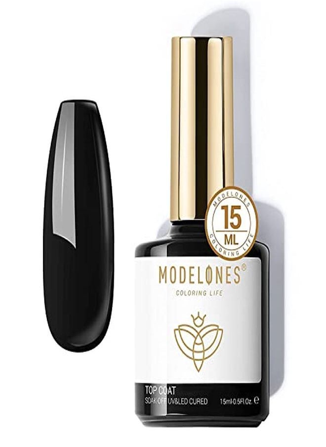 modelones - Gel Nail Polish Top Coat 15Ml No Wipe Top Coat High Gloss Shiny Long Lasting Top Gel For Clear Nail Gel And Acrylic Nails For Home Diy And Nail Salon - Image 1
