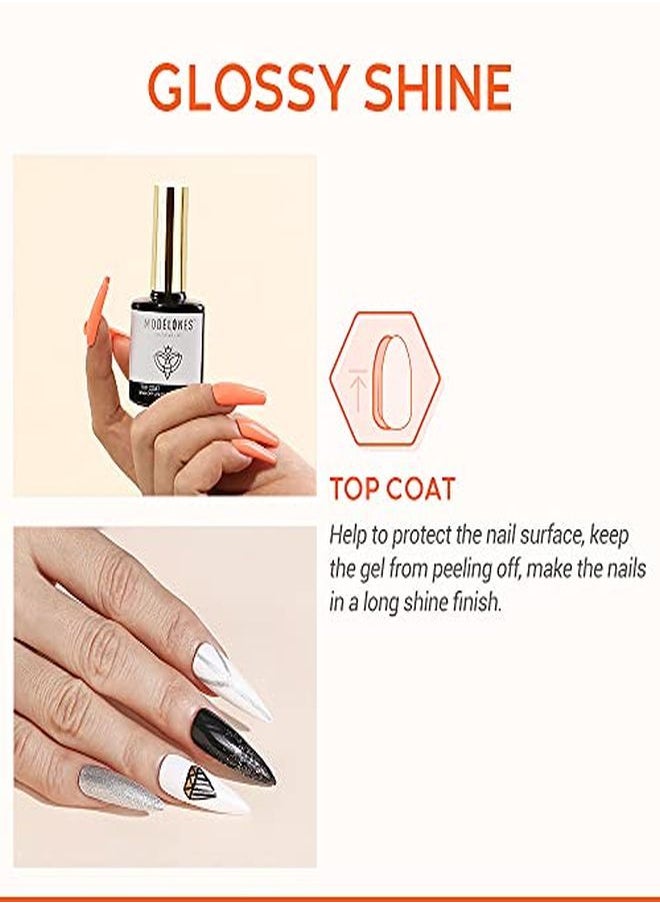 modelones - Gel Nail Polish Top Coat 15Ml No Wipe Top Coat High Gloss Shiny Long Lasting Top Gel For Clear Nail Gel And Acrylic Nails For Home Diy And Nail Salon - Image 1