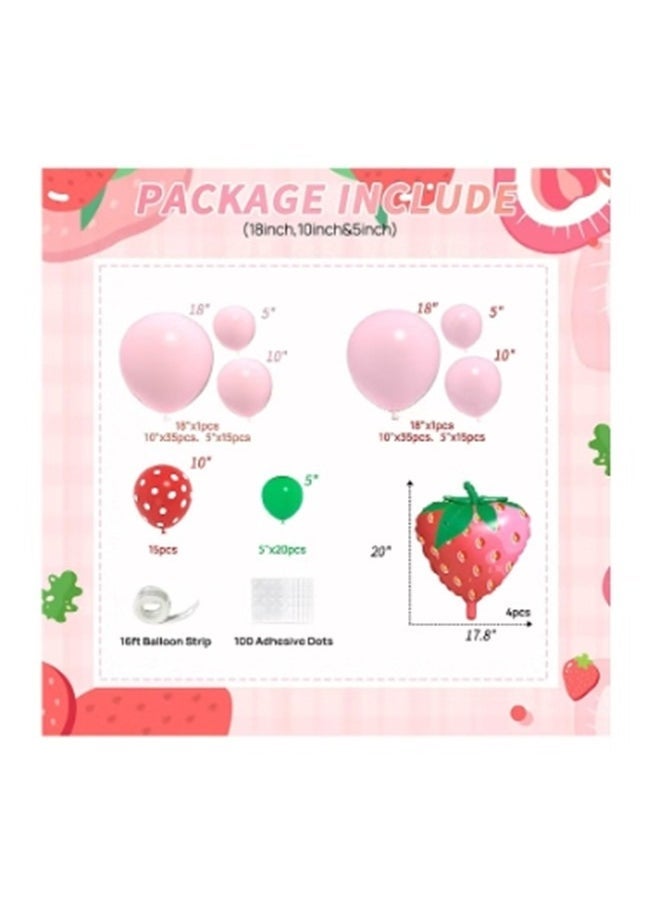 Beauenty Strawberry Balloon Arch Kit, Strawberry Party Decorations with Red Polka Dot Strawberry Balloons, for Fruit Themed Party Decor Baby Shower Birthday Party Supplies, Pink - Image 2