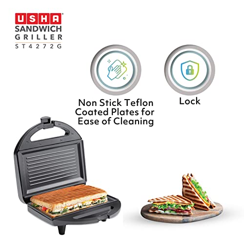 Usha 750 W ST4272 G Non-Stick Food Grade Material Sandwich Griller (Black) with 2 years warranty - Image 5