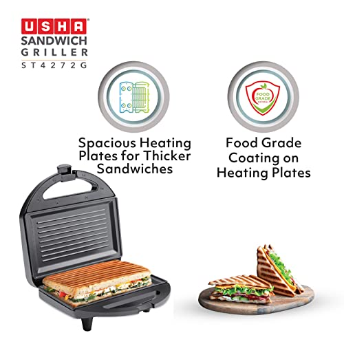 Usha 750 W ST4272 G Non-Stick Food Grade Material Sandwich Griller (Black) with 2 years warranty - Image 3