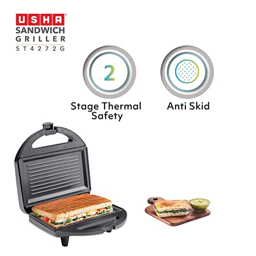 Usha 750 W ST4272 G Non-Stick Food Grade Material Sandwich Griller (Black) with 2 years warranty - Image 4