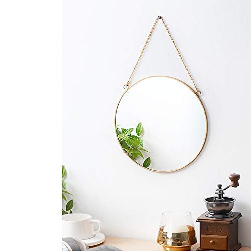 ARTINCO Glass Decorative Round Hanging Vintage Wall Mirror For Hanging Home Decor 30 Cm, Framed, Gold - Image 2