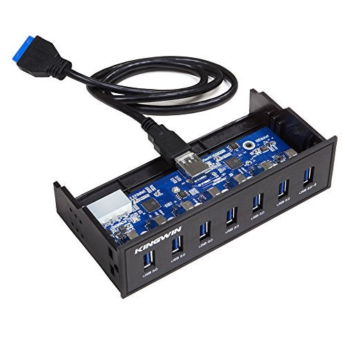 Kingwin Front Panel USB 3.0 Hub 7 Port & One Fast Charging USB 2.1A Charging Port - Image 4