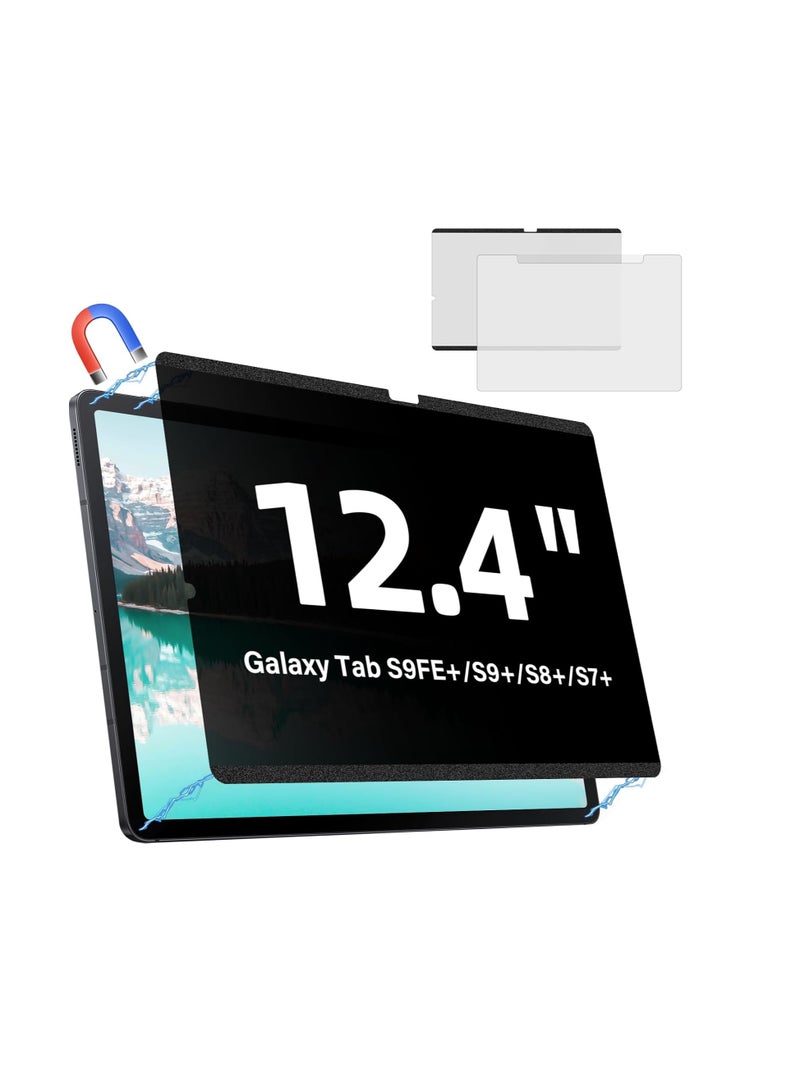 Magnetic Privacy Screen Protector for Samsung Galaxy Tab S10 Plus/S9 Plus/S9 FE+ Plus/S7 FE 5G / S8/S7 Plus 12.4 Inch Filter Anti Glare Blue Light Screen Film,Bubble Free Shield,Scratch Resistant Guard - Image 1