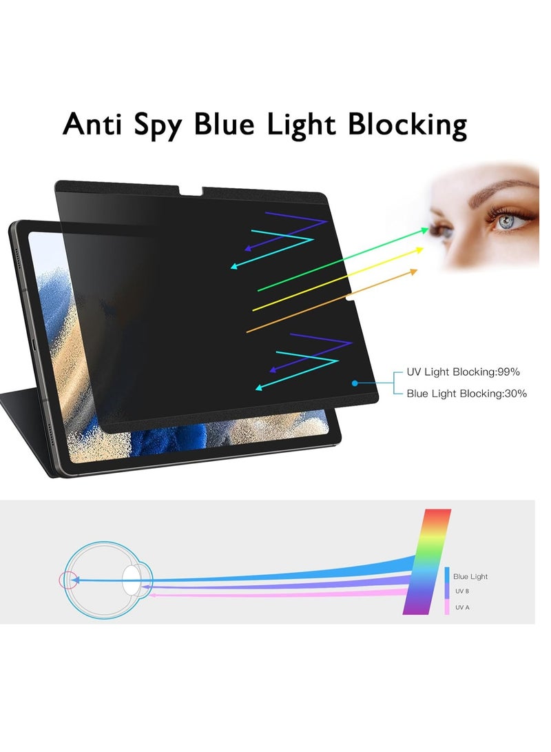 Magnetic Privacy Screen Protector for Samsung Galaxy Tab S10 Plus/S9 Plus/S9 FE+ Plus/S7 FE 5G / S8/S7 Plus 12.4 Inch Filter Anti Glare Blue Light Screen Film,Bubble Free Shield,Scratch Resistant Guard - Image 2