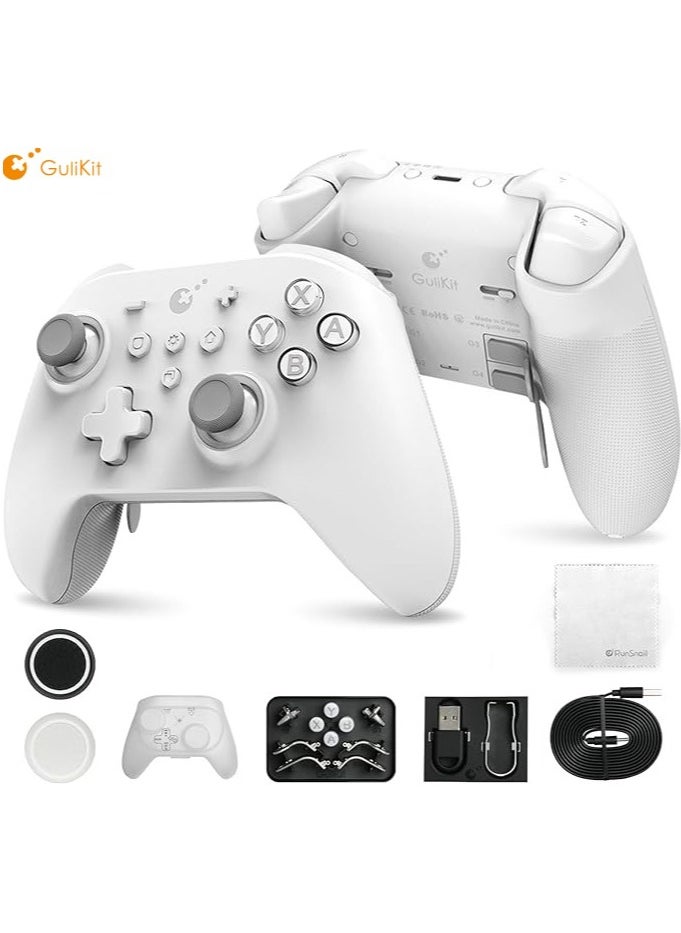 Gulikit - KK3 Max Bluetooth Controller, [No Drift Stick] Kingkong 3 Max Wireless Controller for Switch/Switch OLED, Hall Effect Joystick/Triggers, Maglev/Rotor/HD Vibration, Hyperlink Adapter White - Image 1