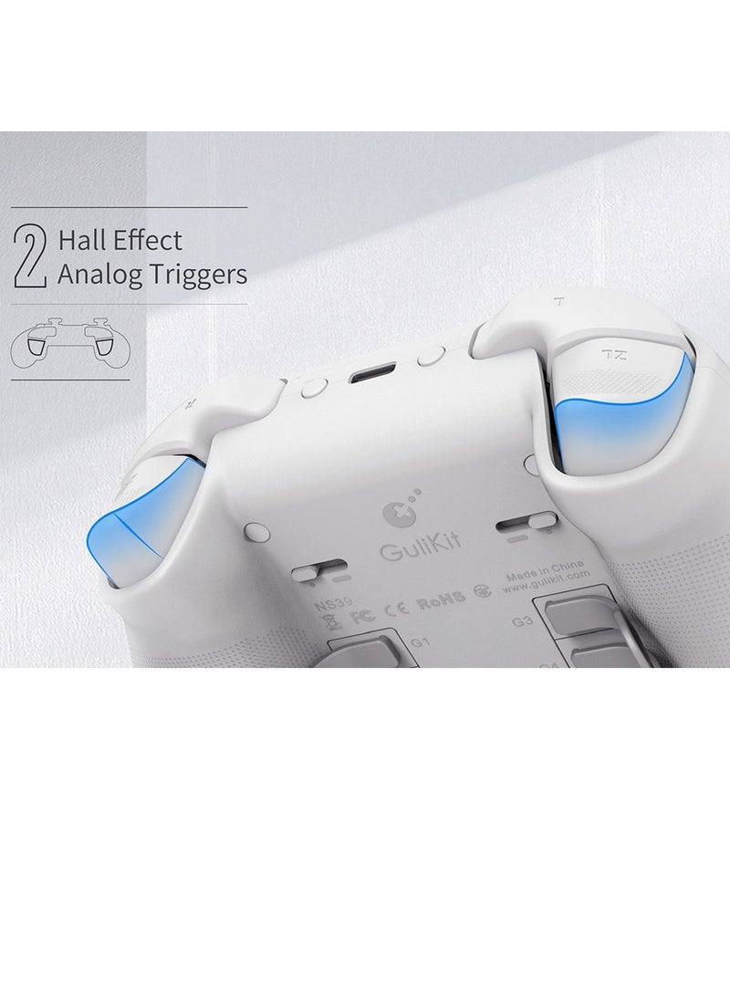 Gulikit - KK3 Max Bluetooth Controller, [No Drift Stick] Kingkong 3 Max Wireless Controller for Switch/Switch OLED, Hall Effect Joystick/Triggers, Maglev/Rotor/HD Vibration, Hyperlink Adapter White - Image 1