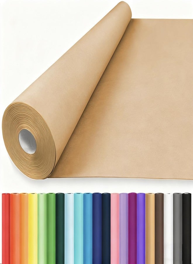 Vanhench 36"x 2520" (210') Brown Wrapping Paper Roll for Bulletin Board Paper, Kraft Paper, Thanksgiving Christmas Gift Art Craft Bouquet Flower Poster Packing Shipping Moving Supplies, 70GSM 50LB - Image 1