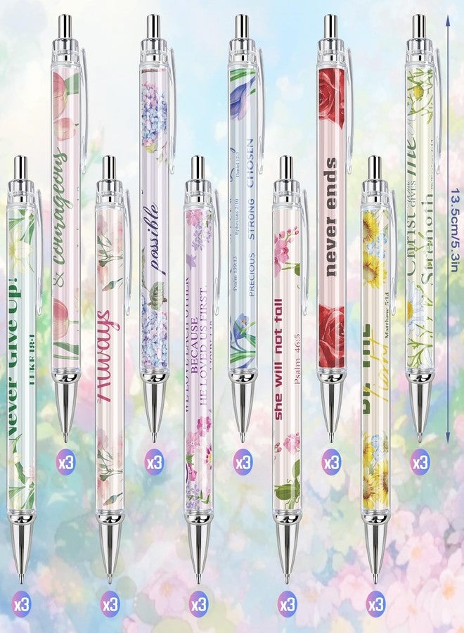 Stuffygreenus 30 Sets Christian Bible Verse Pens Gifts Bulk with Bookmarks Inspirational Scripture Pens Religious Ballpoint Pen with Black Ink Floral Design for Prayers Women Church Gifts (Floral) - Image 3