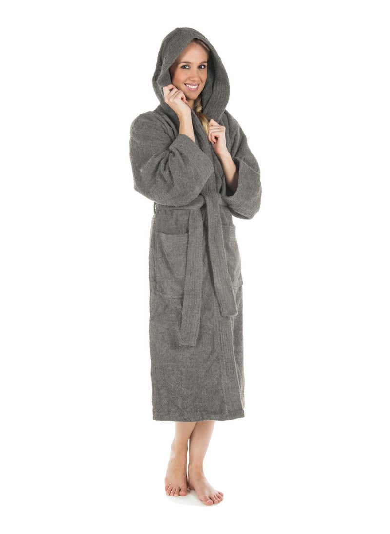 White Rose Grey Color Unisex Spa Terry Dressing Gown Large Size  - Image 1