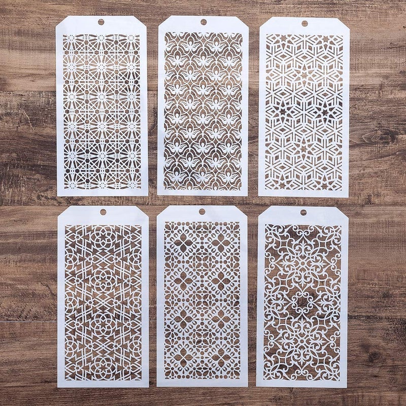 SLGIFT DIY Decorative Stencil Template for Scrapbooking Painting on Wall Furniture CraftsSet of 6 Seamless Vertigo
