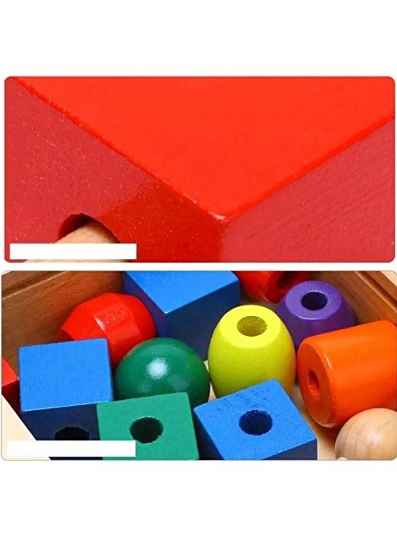 M MIAOYAN Montessori teaching aids three-body six-color wooden large wooden beads early education educational children's toys enlightenment wooden beads Montessori - Image 4