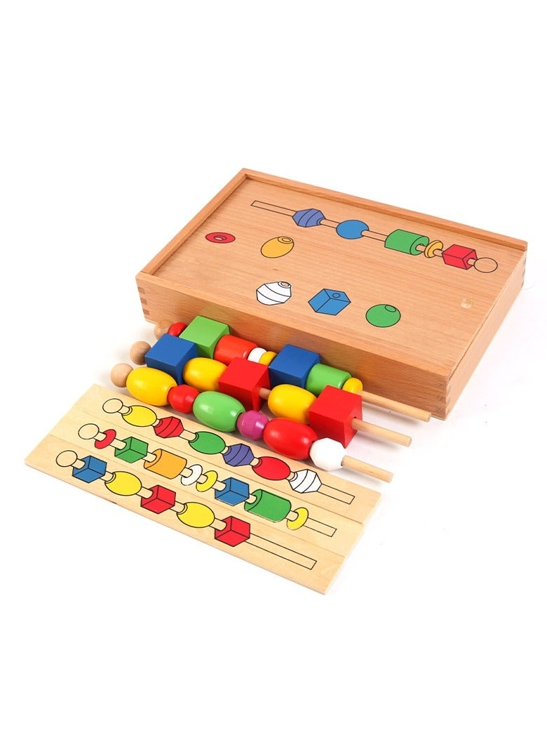 M MIAOYAN Montessori teaching aids three-body six-color wooden large wooden beads early education educational children's toys enlightenment wooden beads Montessori - Image 5