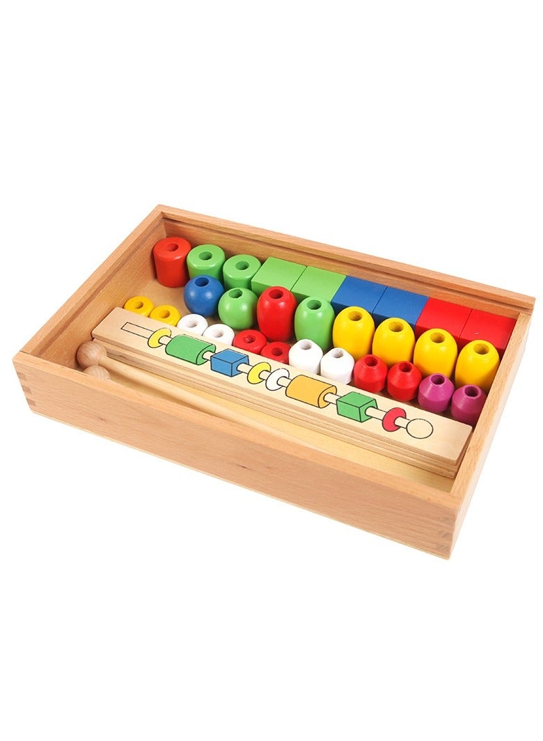 M MIAOYAN Montessori teaching aids three-body six-color wooden large wooden beads early education educational children's toys enlightenment wooden beads Montessori - Image 2