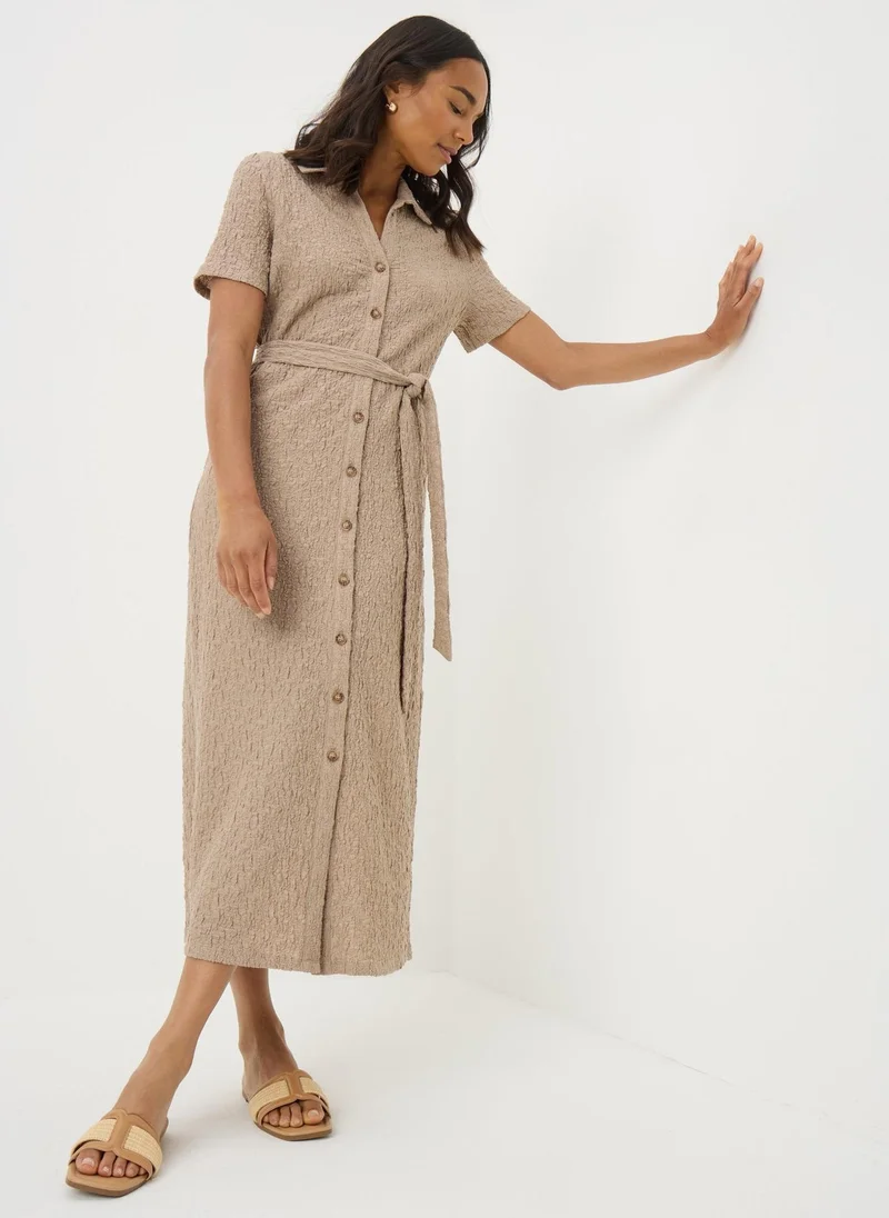 Matalan Beige Textured Midi Shirt Dress