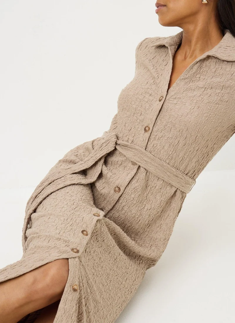 Matalan Beige Textured Midi Shirt Dress