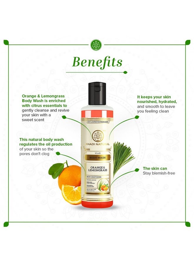 Khadi Natural Herbal Orange & Lemongrass Body Wash Cleanses And Revives Skinregulates Oil Production Keeps Skin Blemish Freesuitable For All Skin Types 210Ml  - Image 2