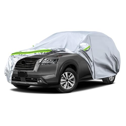 SPORTULI Waterproof Car Covers Replace for 2012-2025 Nissan Pathfinder, 6 Layers Silver All Weather Custom-fit Car Cover with Zipper Door & Windproof Bands for Snow Rain Dust Hail Protection - Image 1